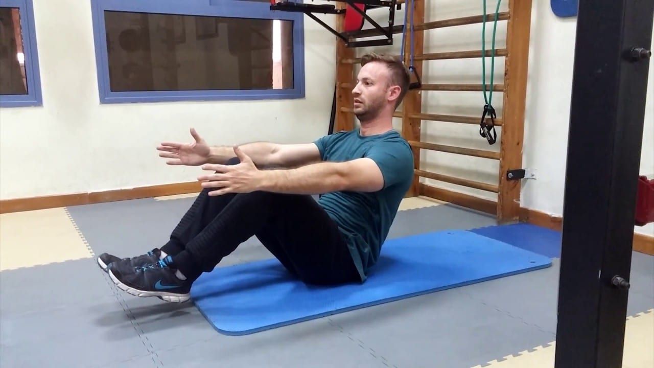 כפיפות בטן מרפקים לברכיים – Knee Crunches